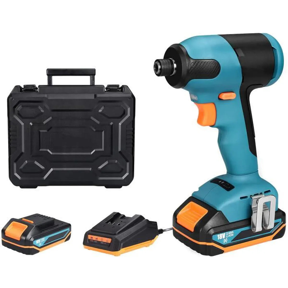 18V Brushless Cordless Impact Driver Prostormer 180Nm Electric Screwdriver 2800 IPM Max Impact Rate 2.0Ah Battery 6.35mm Chuck Quick Charge