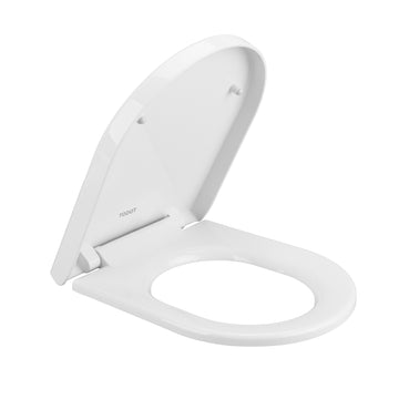TODOT Universeller, nicht einklipsbarer Toilettensitz, weiß, D-Form, 45 x 36,5 x 5 cm, aus Polypropylen mit Fallbremse, verstellbarem Scharnier, einfache Installation