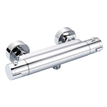 Mitigeur Thermostatique Douche Chromé Mural avec Bouton de Sécurité, Laiton Massif - DBWF01GR
