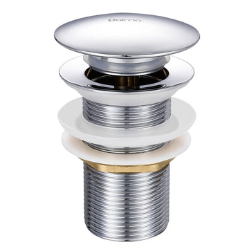 Bonde de Lavabo Pop-up sans Trop-plein, Vidage Clapet Push Open Pour Lavabo en Laiton, Chromé G 1-1/4 - DDTP01TY