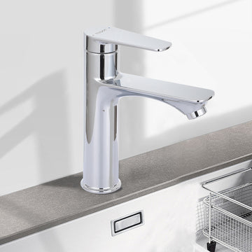 TODOT Mitigeur de Salle de Bain, Robinet de Lavabo, Mélangeur de Lavabo Froid et Chaud avec Levier Unique, Chromé, Installation et Nettoyage Facile - TOBF1