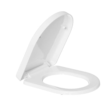 TODOT Weißer Toilettensitz, Duroplast, Thermoplast, ausclipsbar, D-Form, mit Fallbremse, verstellbares Scharnier, 44,5 x 36,2 x 5,8 cm