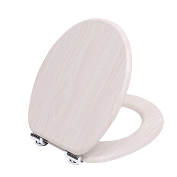 TODOT Abattant WC avec Frein de Chute Silencieux, Siège de Toilette en MDF Imitation Bois Naturel, Charnières Inox/Zinc Ajustables, Compatible Cuvette O, Capacité jusqu'à 175 kg (Natural Wood)