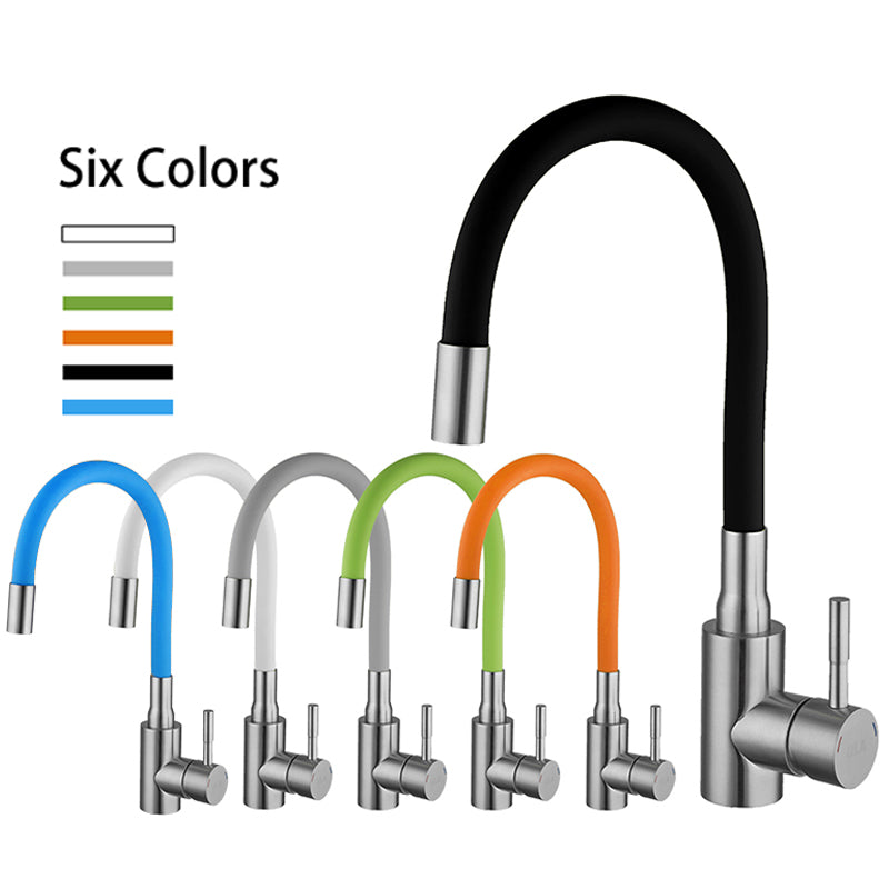 Robinet de cuisine avec tuyaux flexibles en acier inoxydable 304, rotatif à 360 degrés, mitigeur d'eau chaude et froide, retrait de l'évier - A1114N-T