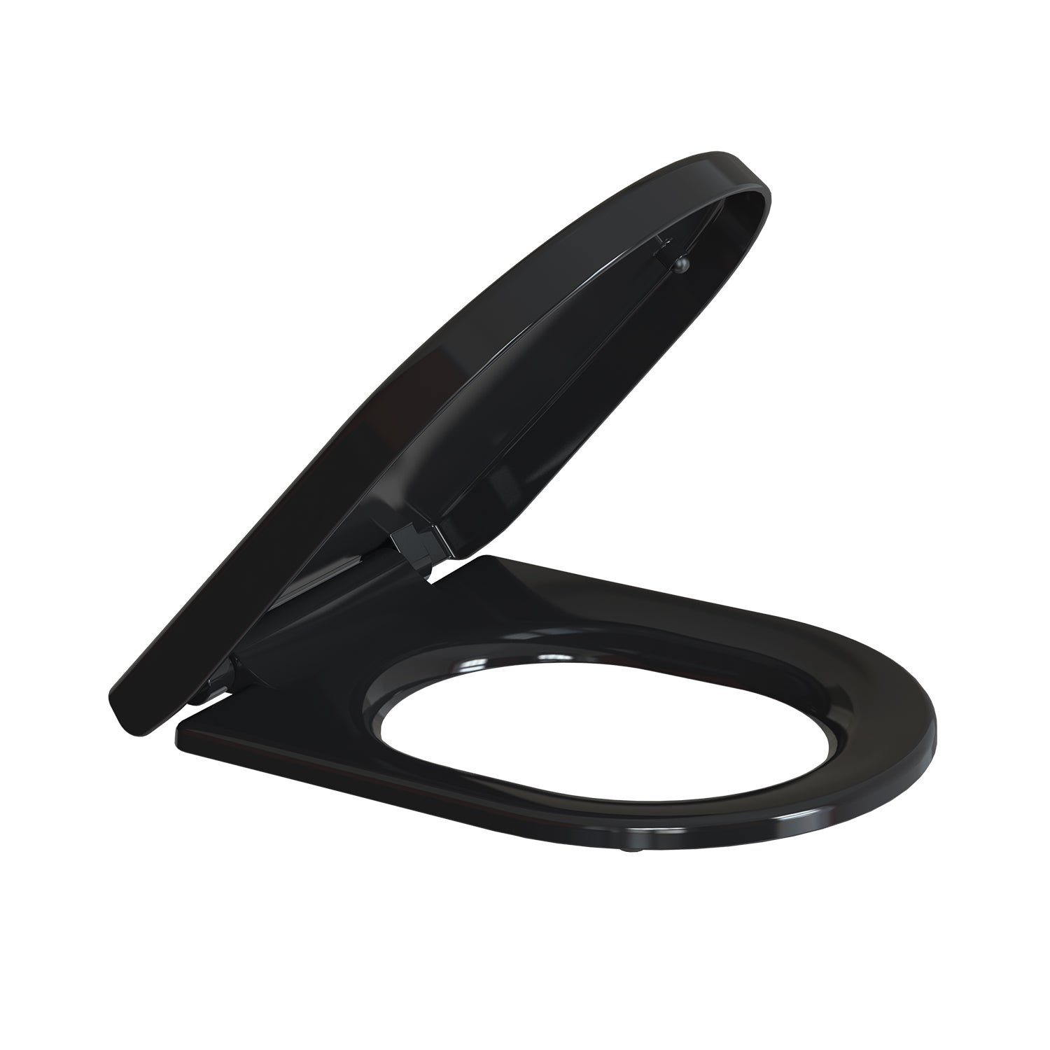 TODOT Universal Toilet Seat Detachable ‎Black D Shape 45 x 37 x 2.51cm in Polypropylene with Soft Close Adjustable Hinge Easy Installation