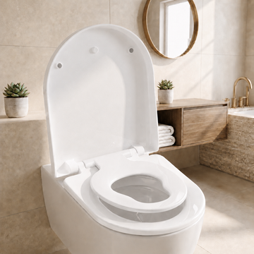 TODOT Abattant WC Familial Forme D avec Siège Enfant Magnétique Frein de Chute Charnière Réglable pour Adultes et Enfants Démontage Rapide