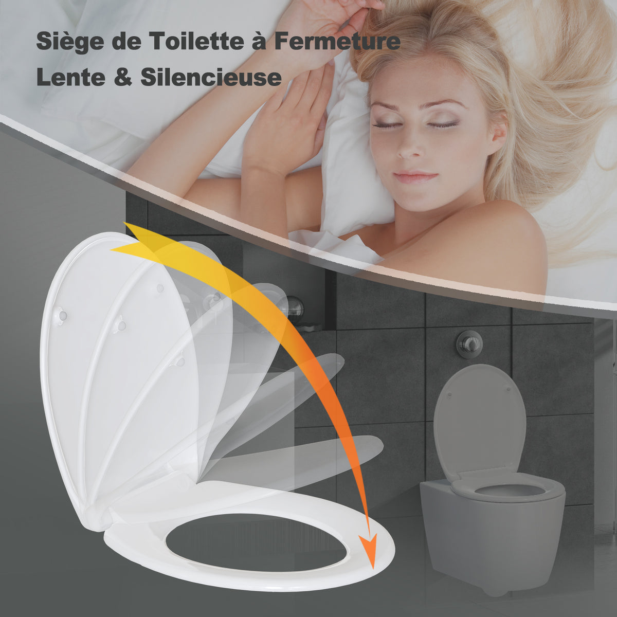 Abattant WC Duroplast Forme D – Frein De Chute Soft Close, Quick Release, Charnières Réglables 360°