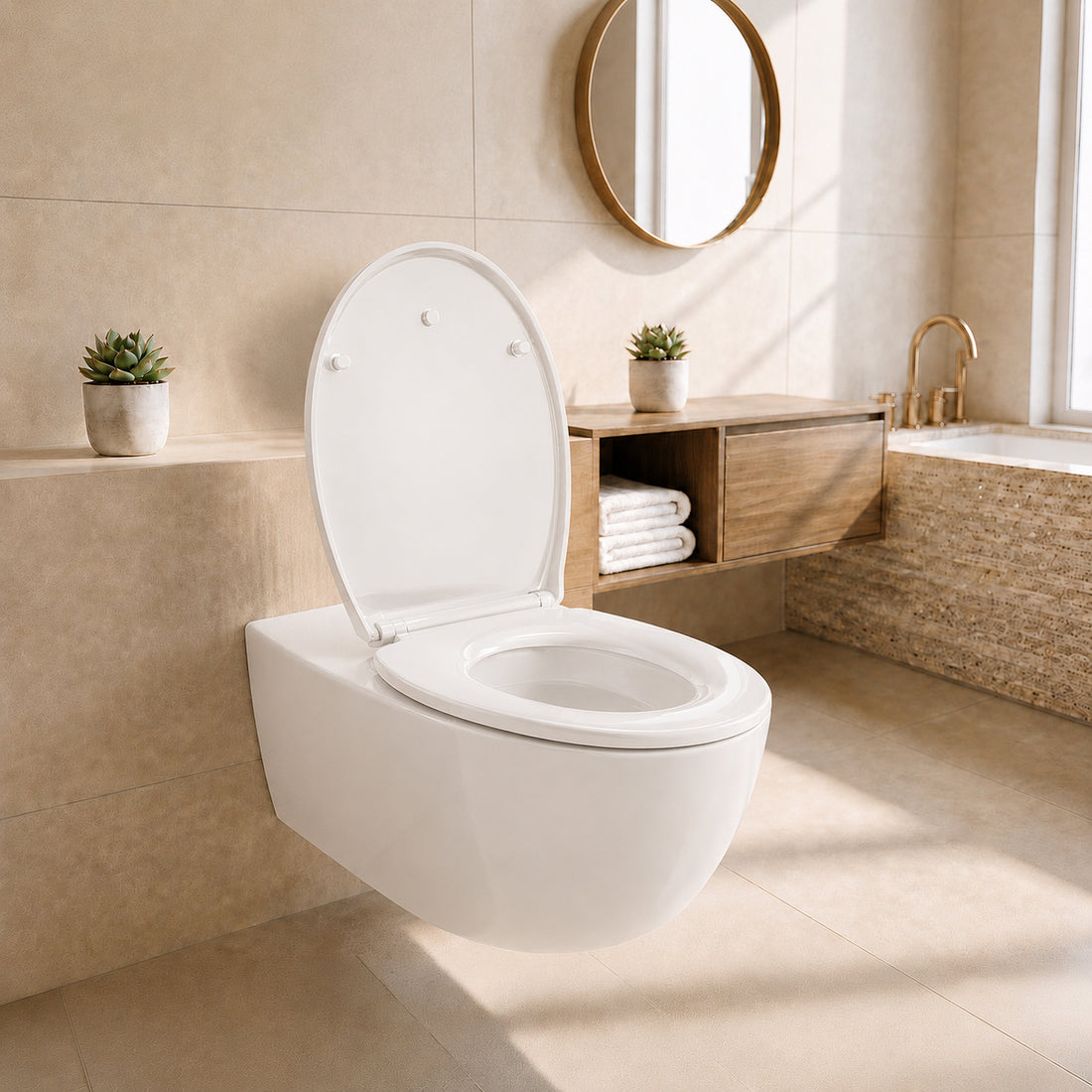 Abattant WC, Siège de Toilette avec Frein de Chute et Charnière Réglable, Fermeture en Douceur, Démontage Rapide, Facile à Nettoyer, Polyéthylène, Forme Ovale